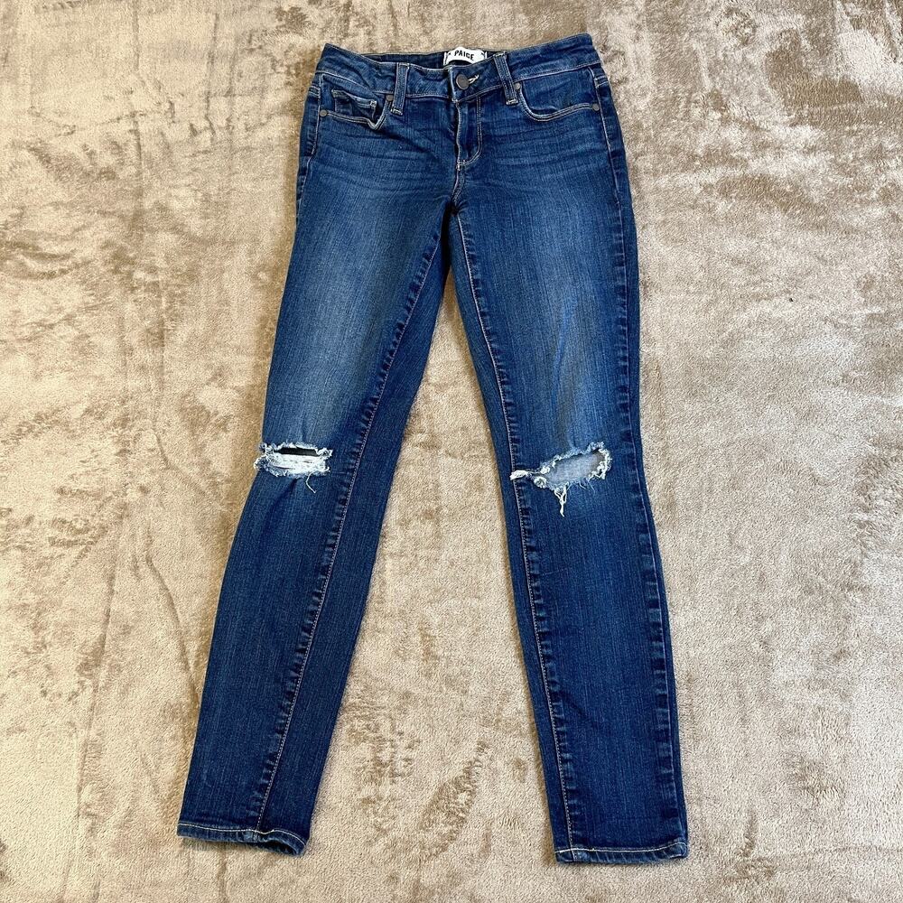 Paige Womens Jeans Size 26 Verdugo Ankle Blue Denim Distressed Low Rise